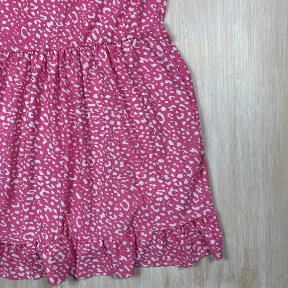 Wednesday’s Girl Pink Animal Print Ruffle Skater Dress Short Sleeve Casual 20 - Picture 11 of 13